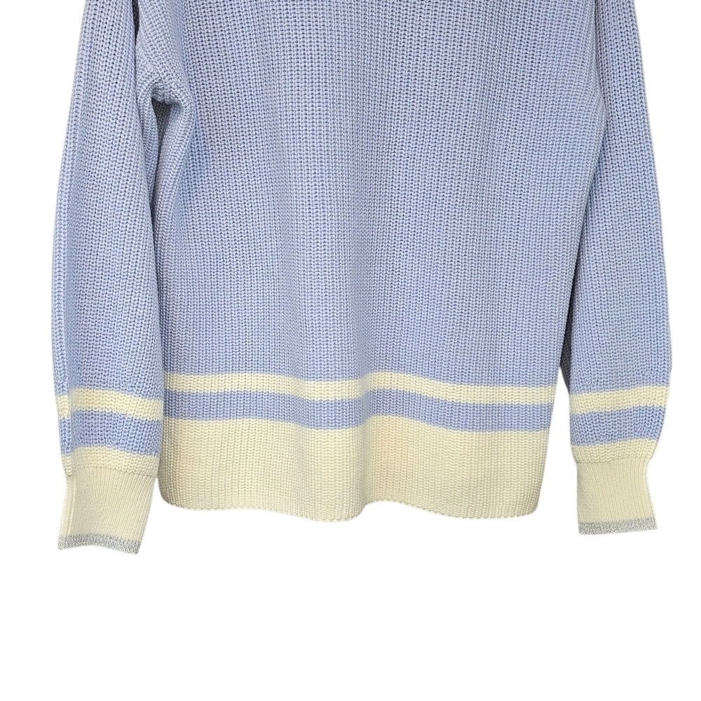 Pure Collection Organic Cotton Mock Neck Button Shoulder Sweater Size 14 - Picture 7 of 13